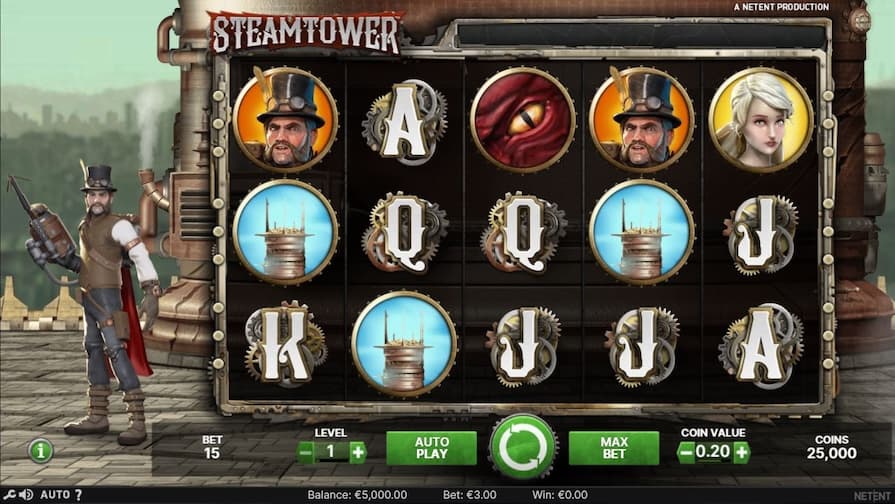 Diseño de la tragamonedas Steam Tower