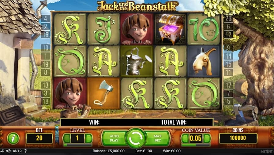 Diseño de la tragamonedas Jack and the Beanstalk  