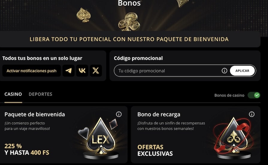 Bonos por primer depósito